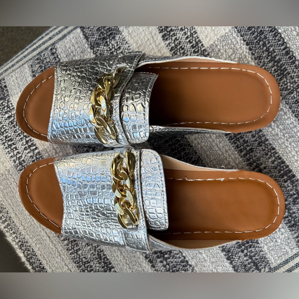 Women's Silver Wedge Sandals